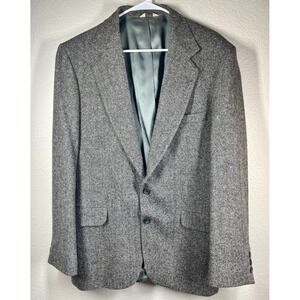 Courtenay Mens Tweed Herringbone Blazer Jacket 100% Wool Made in USA Sz 42R